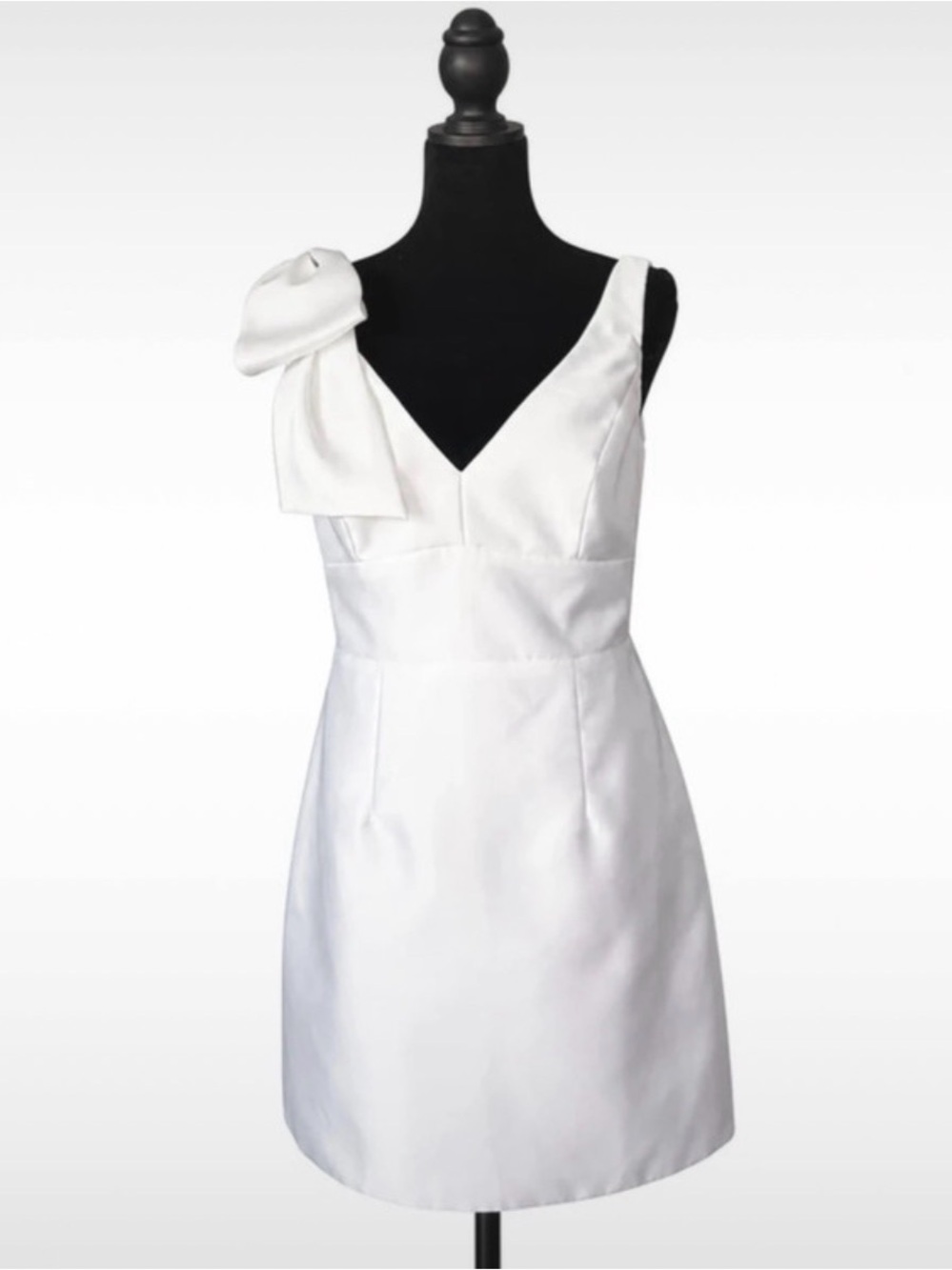 Elegant Dessy Collection White Satin A-Line Dress